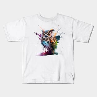 Owl Splash Art: Enchanting Fantasy Illustration #1 Kids T-Shirt